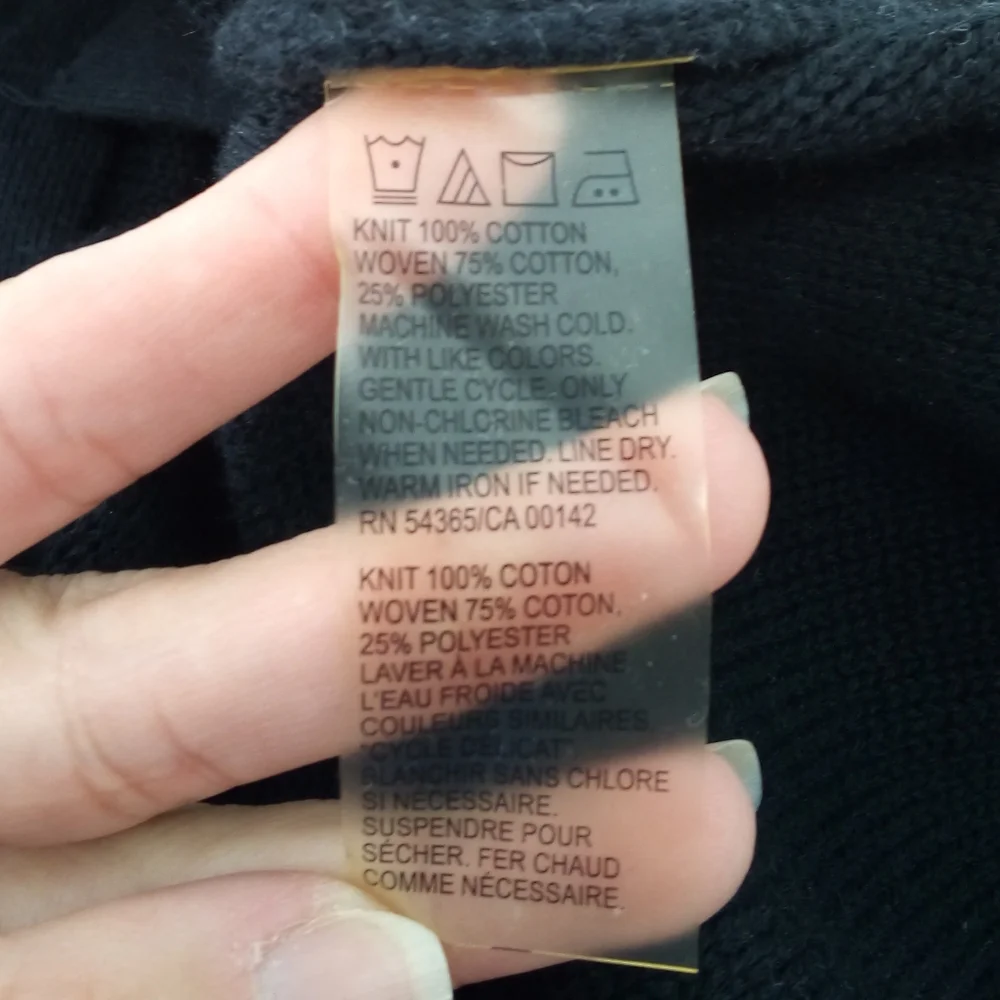Allison Daley 100% Cotton Black Knit Denim Trim Full Zip Light Jacket L